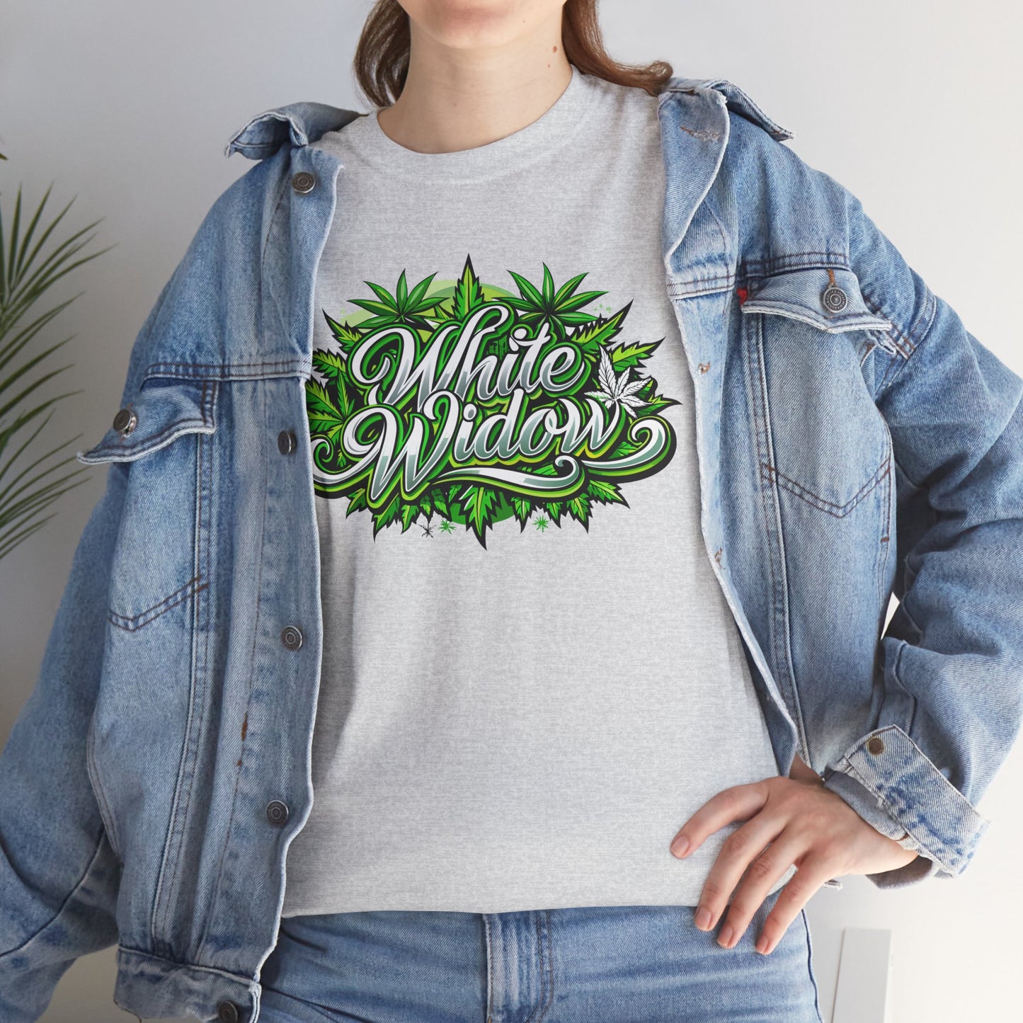 White Widow Graphic Tee — Cannabis Leaf Logo T-Shirt