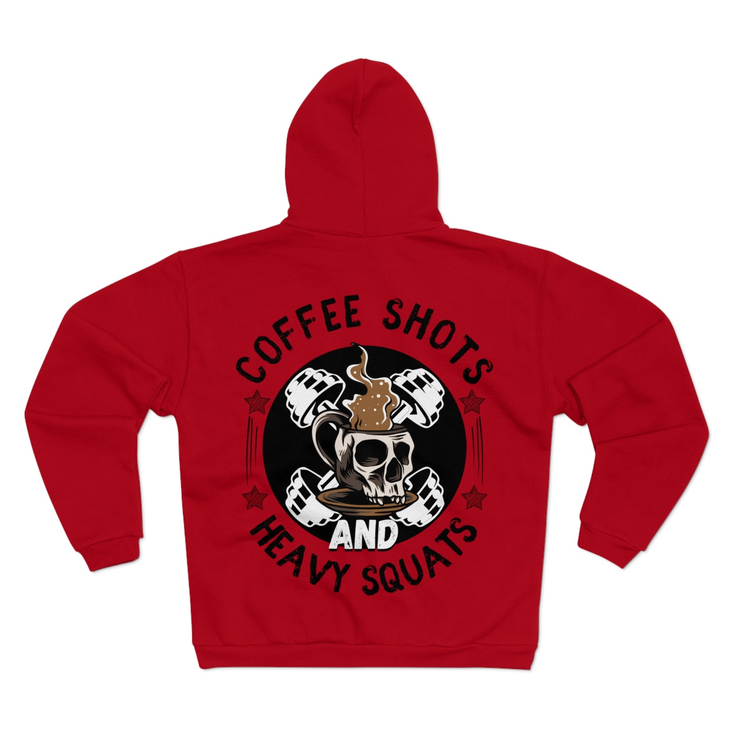 Funny Coffee and Heavy Squats Unisex Hooded Zip Sweatshirt - Perfect for Fitness Enthusiasts