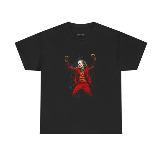 Joker Laugh Graphic Tee — Red Suit Villain Movie Shirt