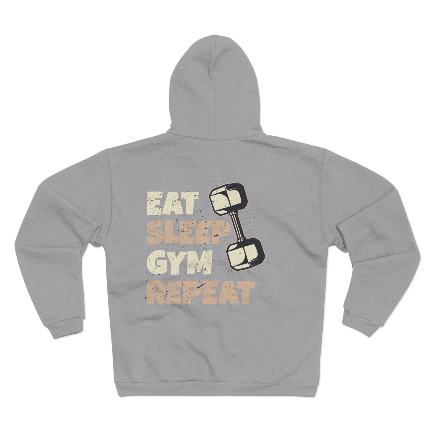 Eat Sleep Gym Repeat Unisex Hooded Zip Sweatshirt - Perfect for Fitness Enthusiasts