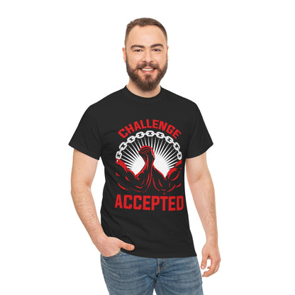 Challenge Accepted Unisex Heavy Cotton Tee - Motivational Fitness Shirt Black