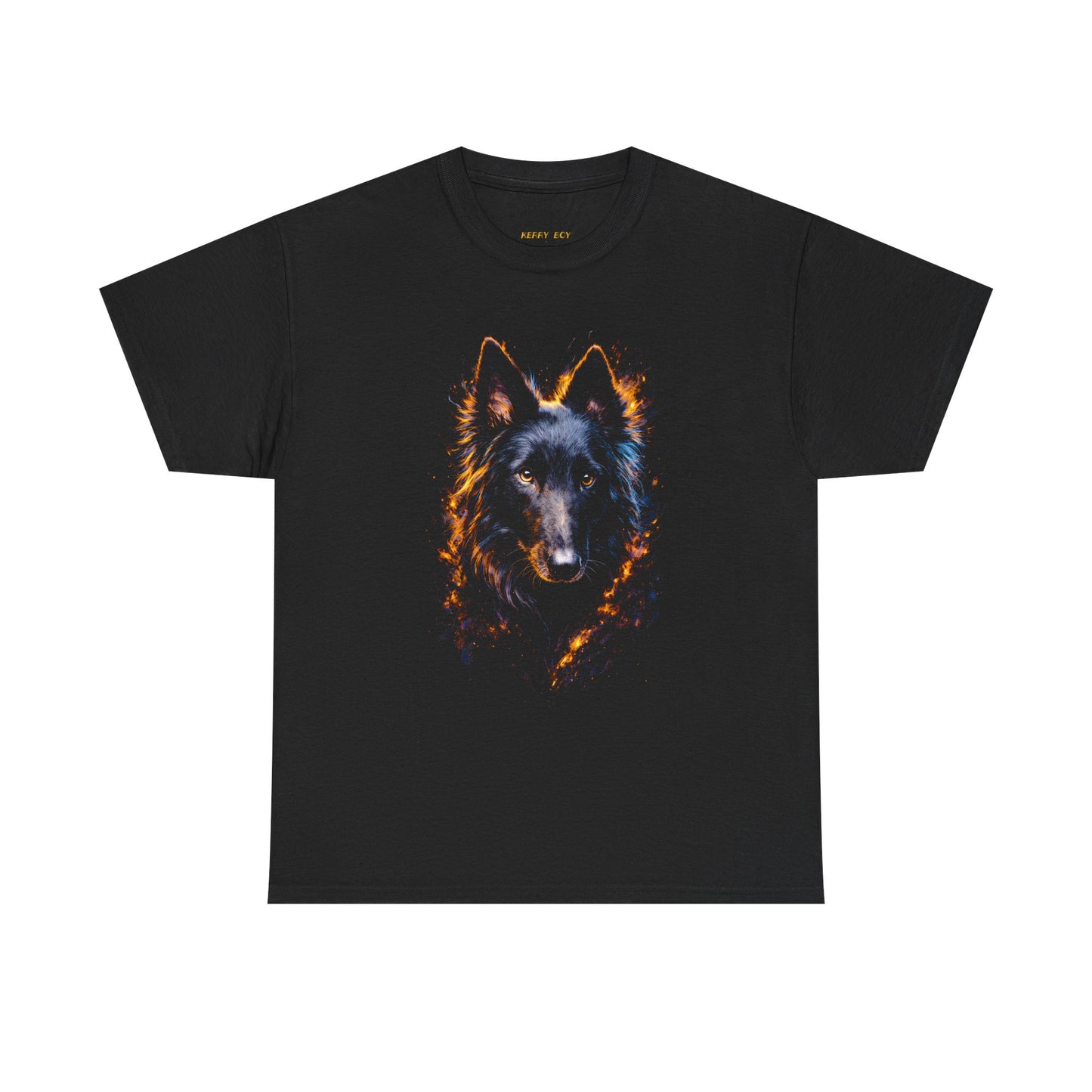 Wolf Portrait T-Shirt — Fiery Black Shepherd Graphic Tee