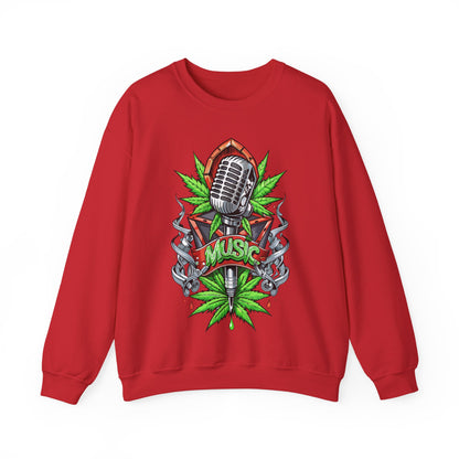Music Microphone — Retro Mic & Leaf Graphic Sweatshirt