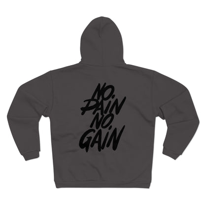 No Pain No Gain Unisex Hooded Zip Sweatshirt - Fitness Motivation