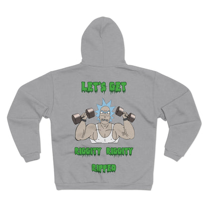 Funny Fitness Unisex Hooded Zip Sweatshirt - "Let's Get Riggity Ripped"
