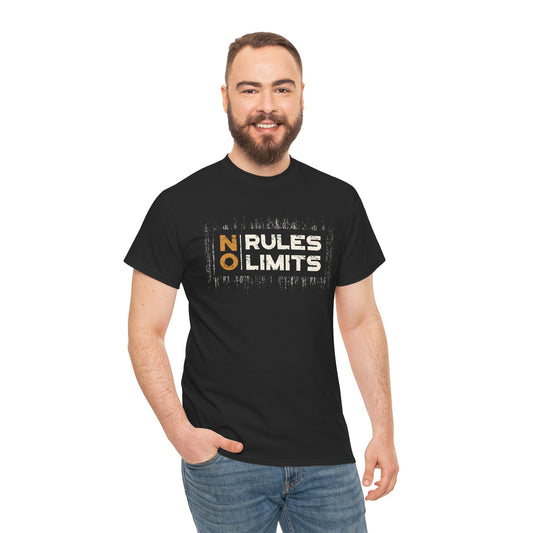 No Rules Limits Unisex Heavy Cotton Tee - Bold Graphic Tee for Freedom Lovers