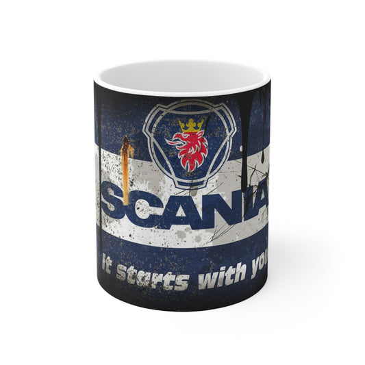 Rustic Scania Ceramic Coffee Cup - 11oz & 15oz - Perfect for Motor Enthusiasts
