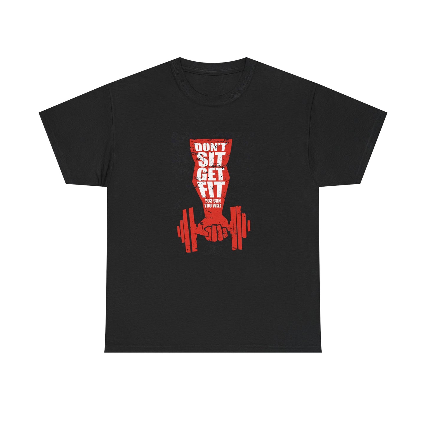 Motivational Workout Tee - "Don't Sit, Get Fit!" Fitness T-Shirt