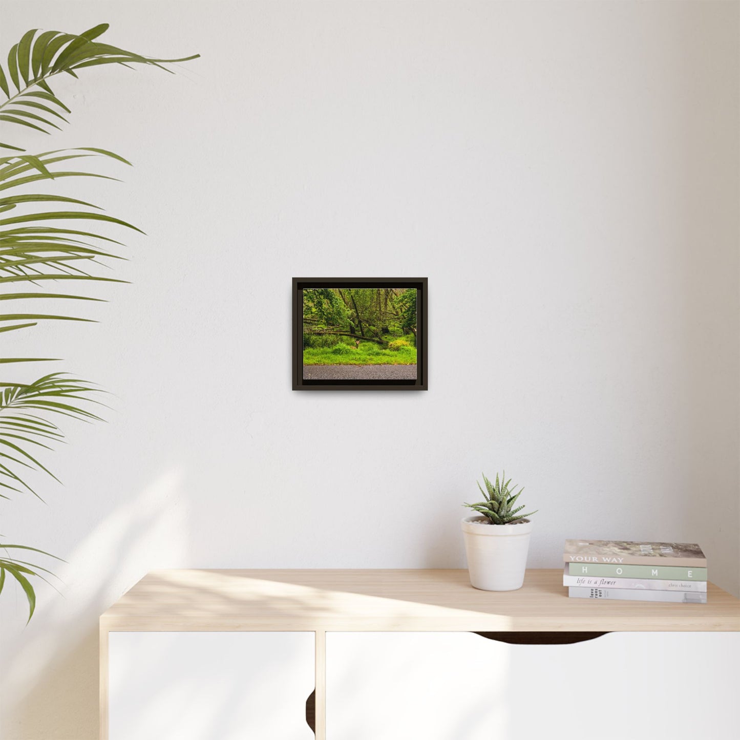Deer in Ditch Matte Canvas, Framed (Multi-color)