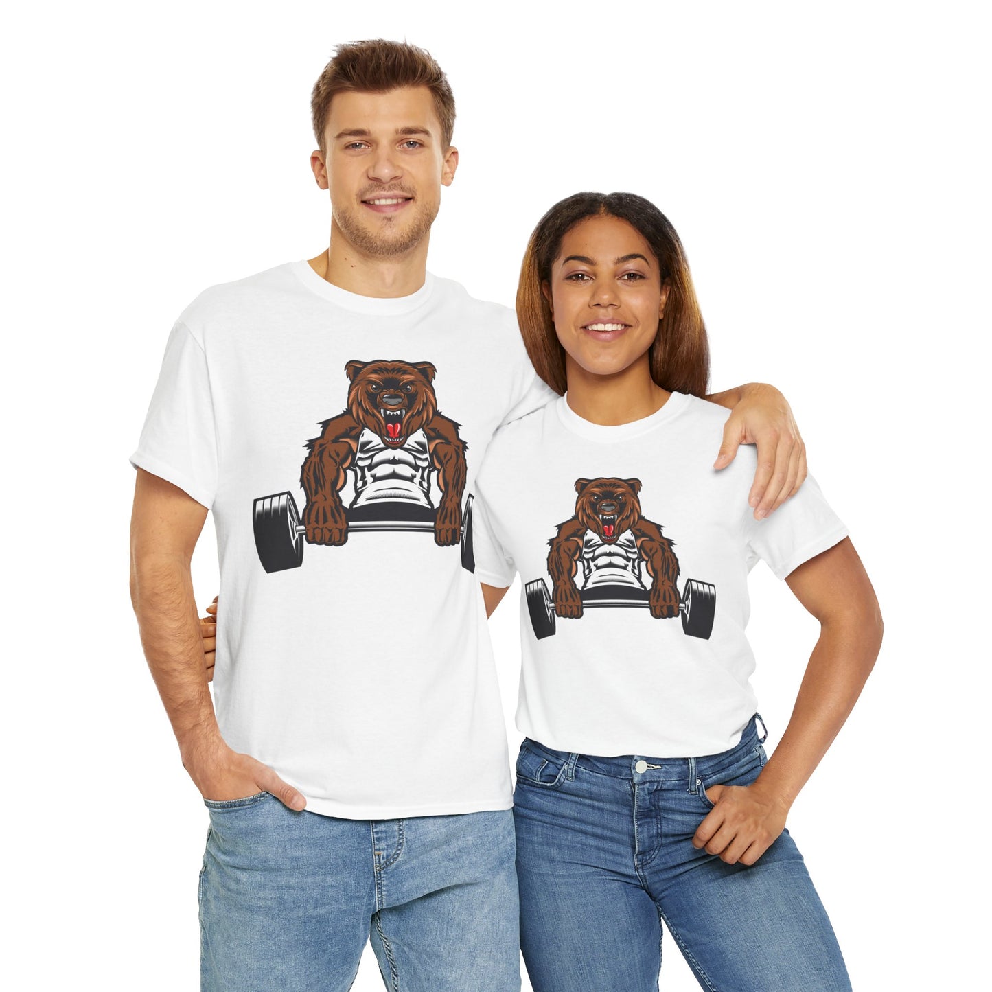 Motivational Bear Weightlifting Tee - Unisex Heavy Cotton Shirt