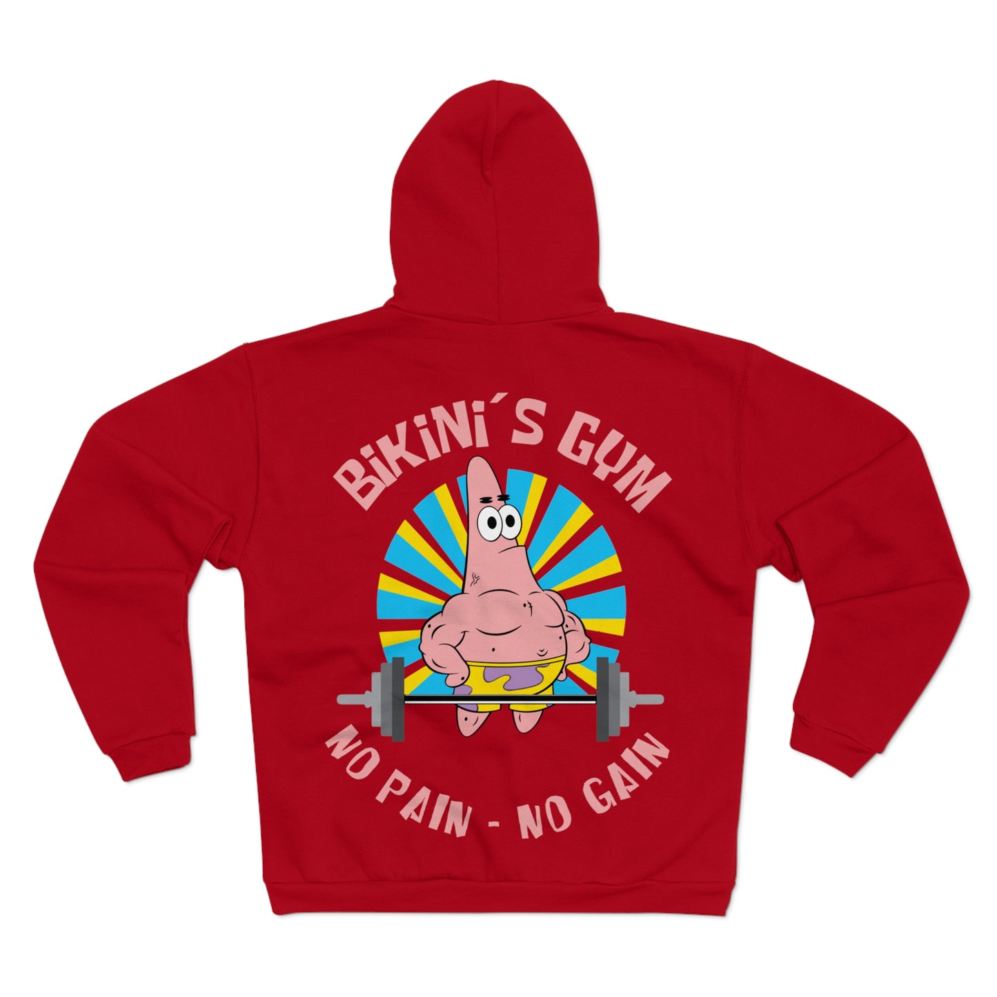 Bikini Bottom Gym Hoodie - No Pain No Gain Unisex Zip Sweatshirt