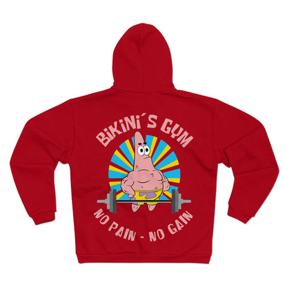 Bikini Bottom Gym Hoodie - No Pain No Gain Unisex Zip Sweatshirt