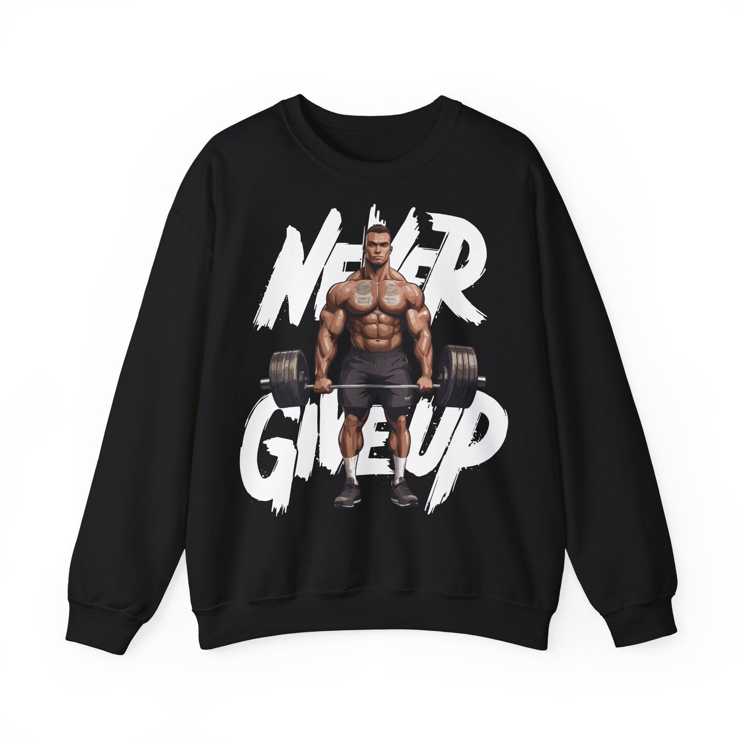 Unisex Heavy Blend™ Crewneck Sweatshirt - 'Never Give Up' Fitness Motivation