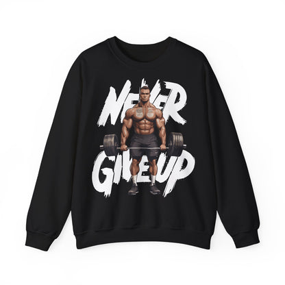 Unisex Heavy Blend™ Crewneck Sweatshirt - 'Never Give Up' Fitness Motivation