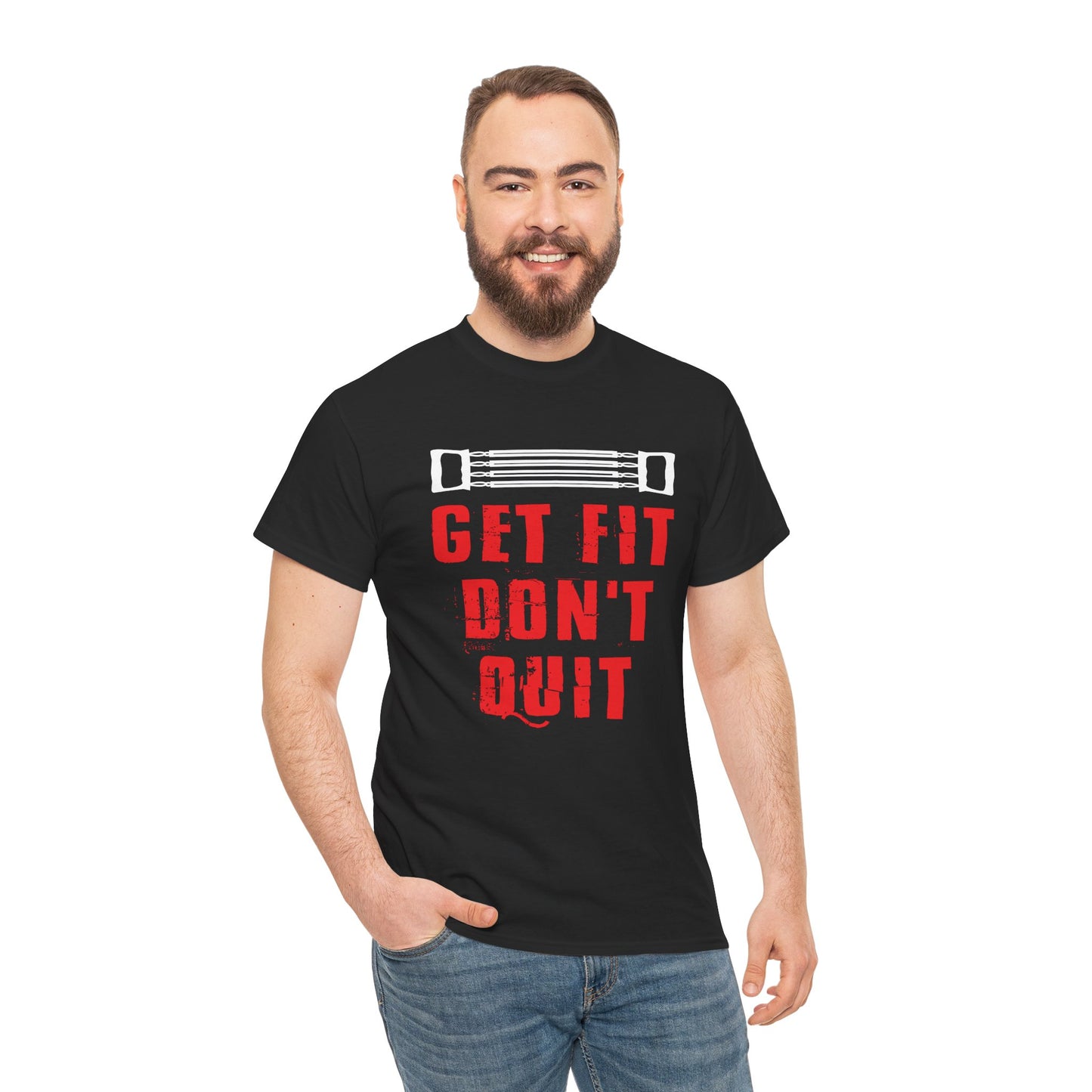 Motivational Fitness Tee - 'Get Fit Don't Quit' Unisex Heavy Cotton Shirt