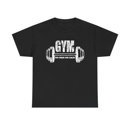 Gym Motivation Unisex Heavy Cotton Tee - No Pain No Gain Design