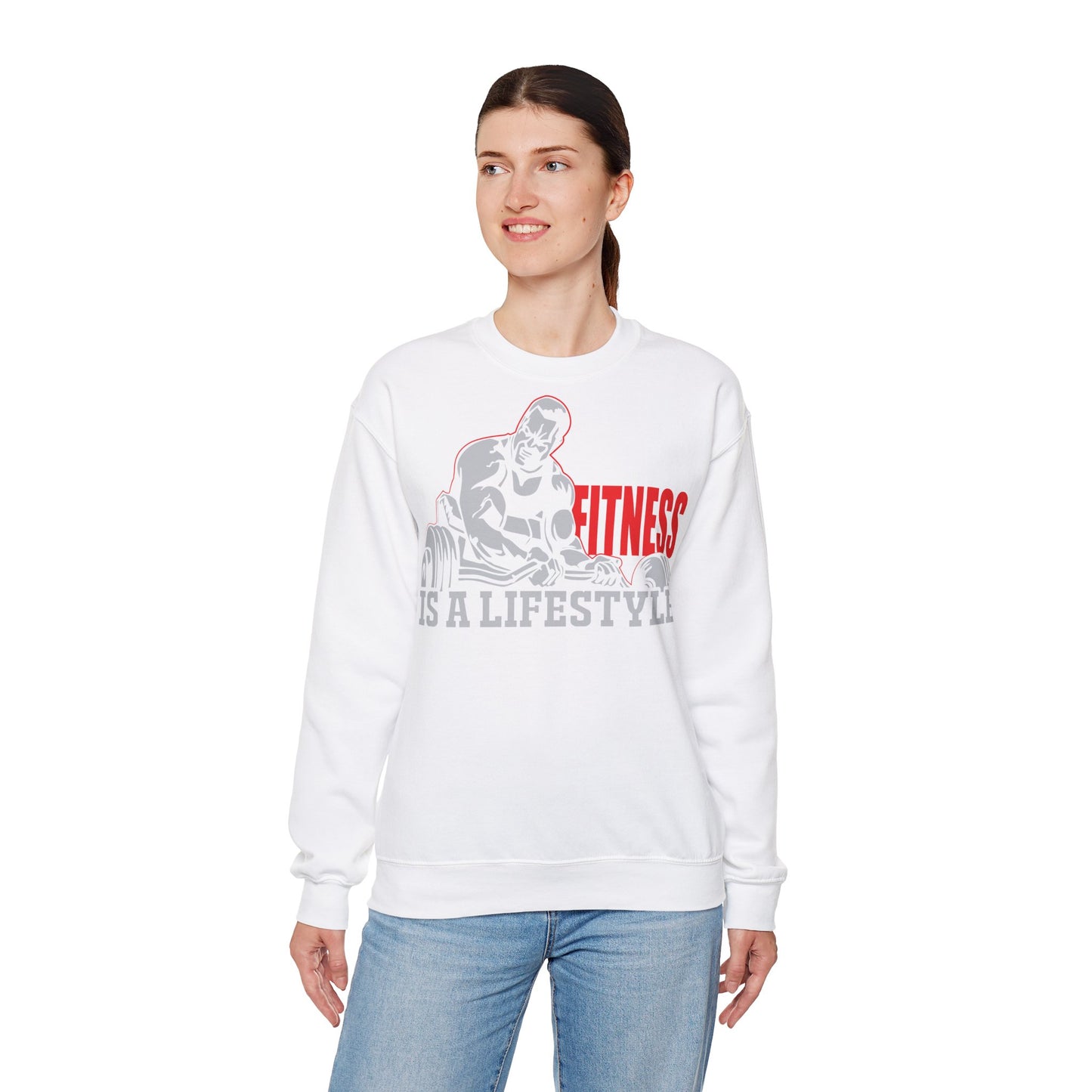 Motivational Unisex Heavy Blend™ Crewneck Sweatshirt - Fitness Is A Lifestyle