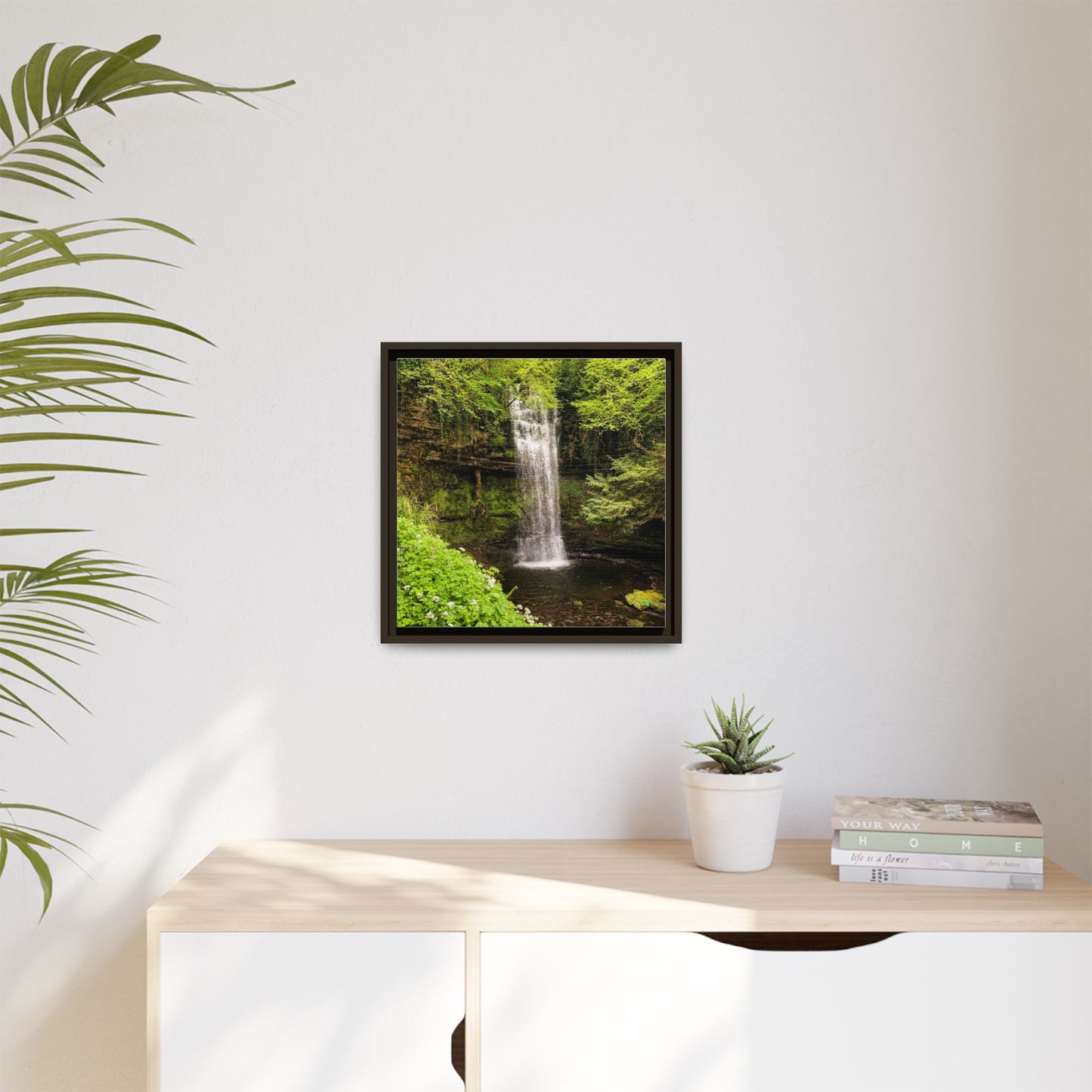 Glacer Waterfall Matte Canvas, Framed (Multi-color)