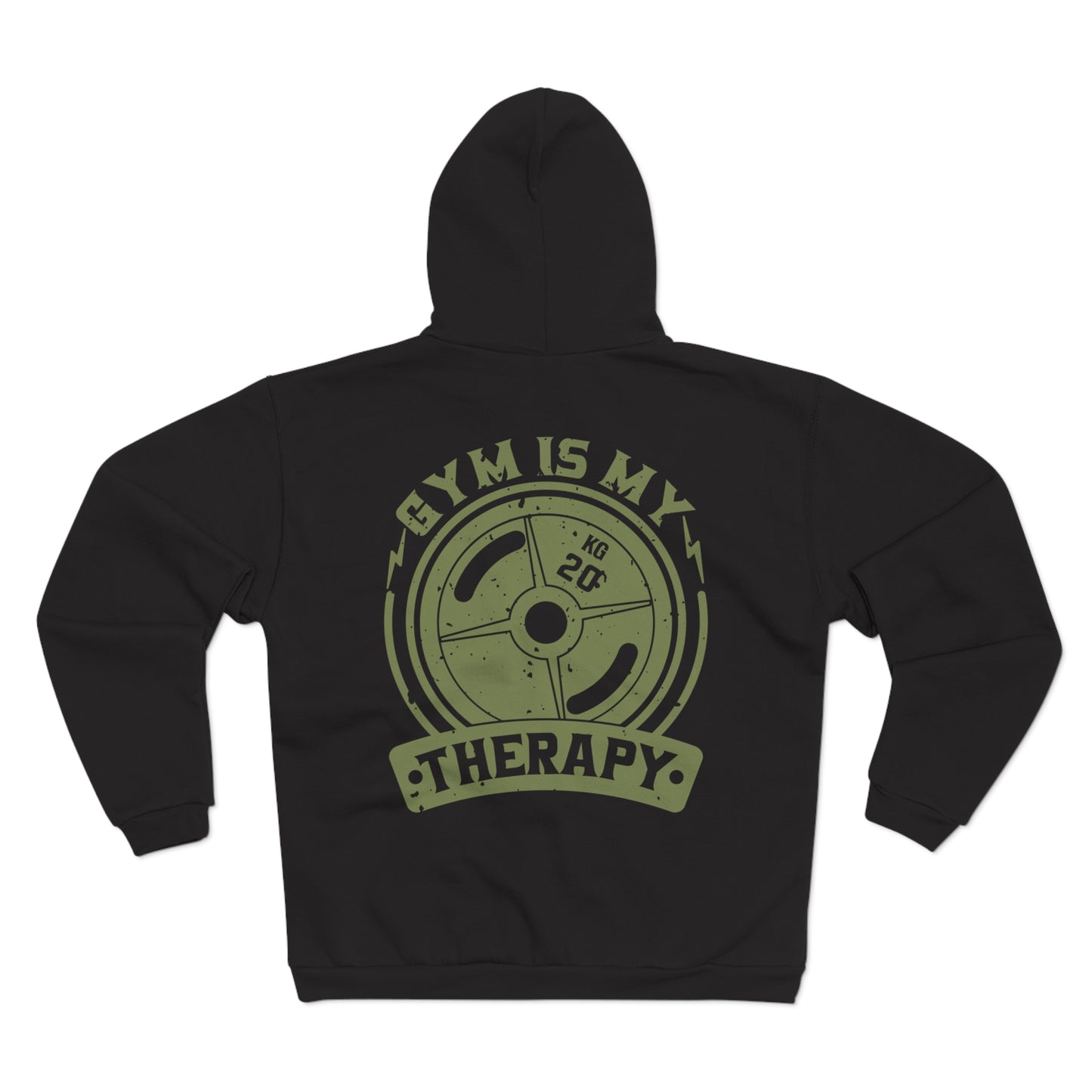 Gym Is My Therapy Unisex Hooded Zip Sweatshirt - Fitness Motivational Apparel