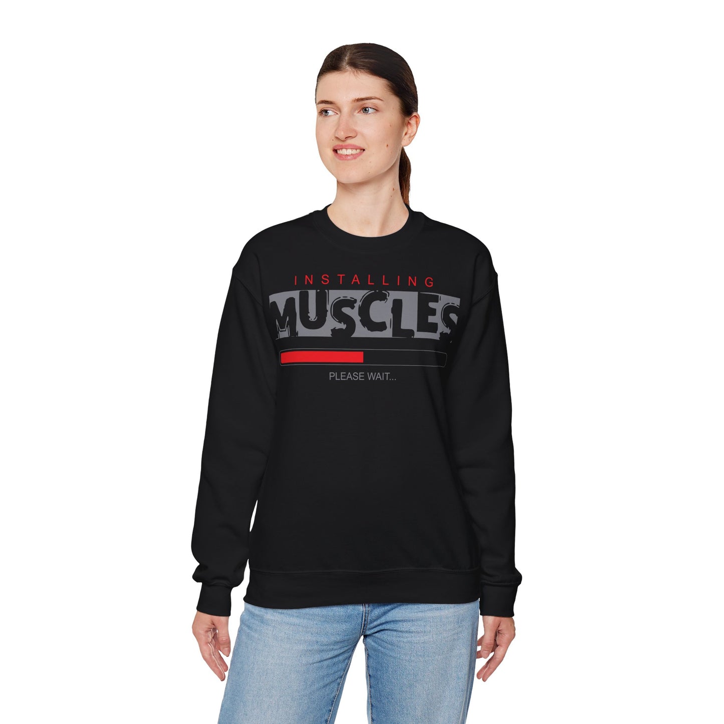 Installing Muscles Sweatshirt - Unisex Heavy Blend Crewneck for Fitness Enthusiasts
