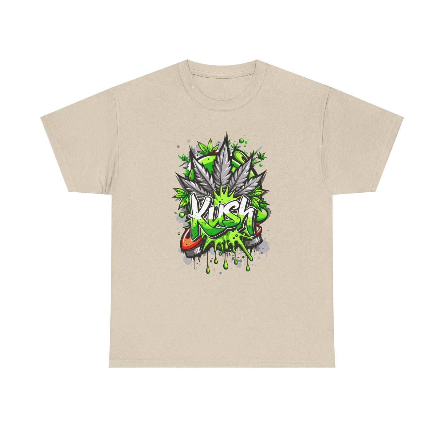 Kush Graffiti T-Shirt — Green Cannabis Leaf Street Art Tee