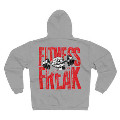 Fitness Freak Unisex Hooded Zip Sweatshirt - Bold Gym Style for Fitness Enthusiasts