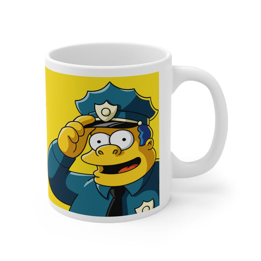 Funny Cartoon Chief Coffee Mug - 11oz & 15oz - Ideal Gift for Police Enthusiasts