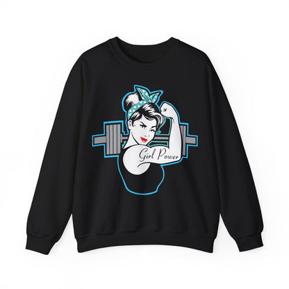 Girl Power Unisex Heavy Blend™ Sweatshirt - Strong & Stylish Gym Apparel Black