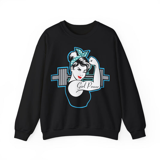 Girl Power Unisex Heavy Blend™ Sweatshirt - Strong & Stylish Gym Apparel Black