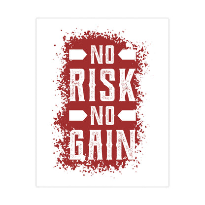 Motivational Matte Poster - "No Risk No Gain" Wall Art for Home Gym & Office Decoration