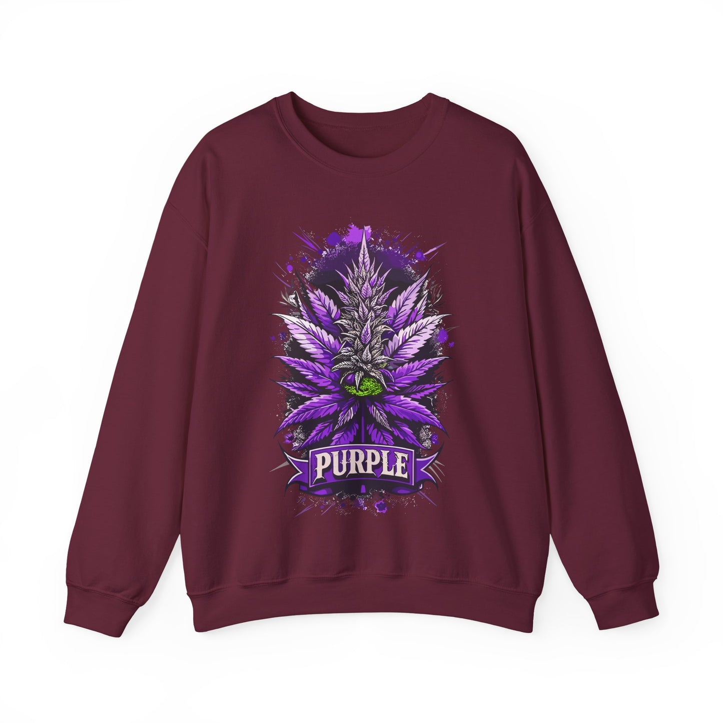 Purple Cannabis Bud Sweatshirt — Bold Psychedelic Marijuana Graphic