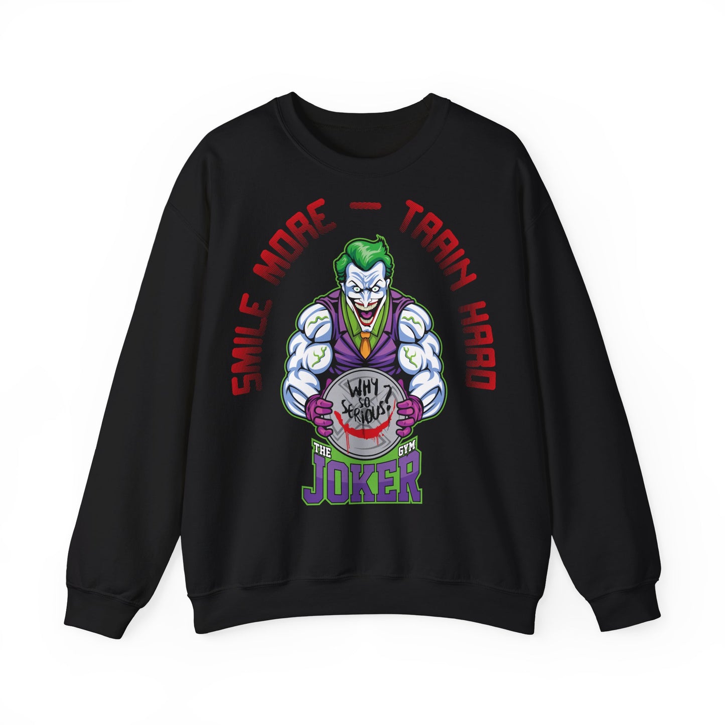 Joker-Inspired Crewneck Sweatshirt - Train Hard, Smile More Black