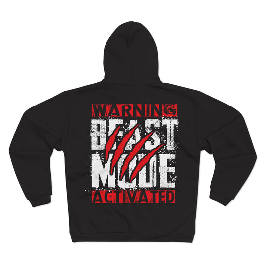 Beast Mode Activated Unisex Hooded Zip Sweatshirt - Sporty & Motivational Hoodie