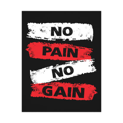 Inspirational Matte Poster - 'No Pain No Gain' Fitness Wall Art