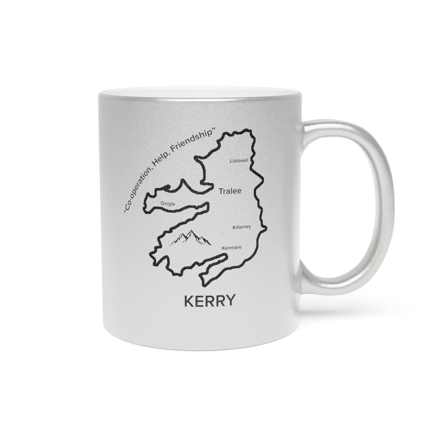 Kerry County Metallic Colour Mug - Silver/Gold - Perfect Gift for Coffee Lovers