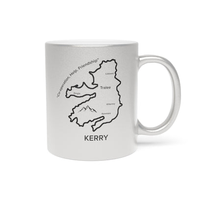 Kerry County Metallic Colour Mug - Silver/Gold - Perfect Gift for Coffee Lovers