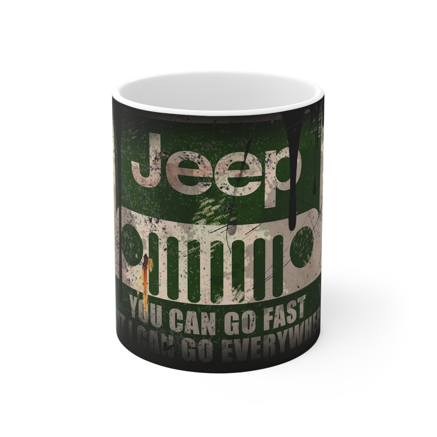 Jeep Adventure Ceramic Coffee Mug - "You Can Go Fast, I Can Go Everywhere" - Perfect for Outdoor Enthusiasts