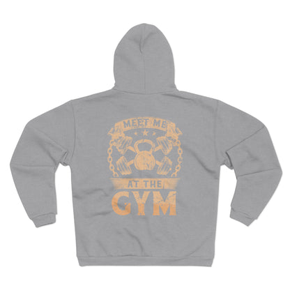 Unisex Gym Hoodie - "Meet Me at the Gym" Zip Sweatshirt for Fitness Enthusiasts