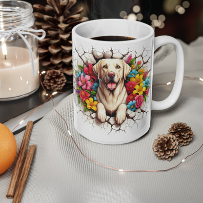 Vibrant Labrador Floral Coffee Mug - 11oz & 15oz