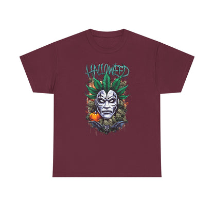 Hallowed Harvest Tee — Halloween Mask & Pumpkin Graphic T-Shirt