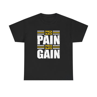Motivational Workout Tee - "No Pain No Gain" Unisex Heavy Cotton T-Shirt