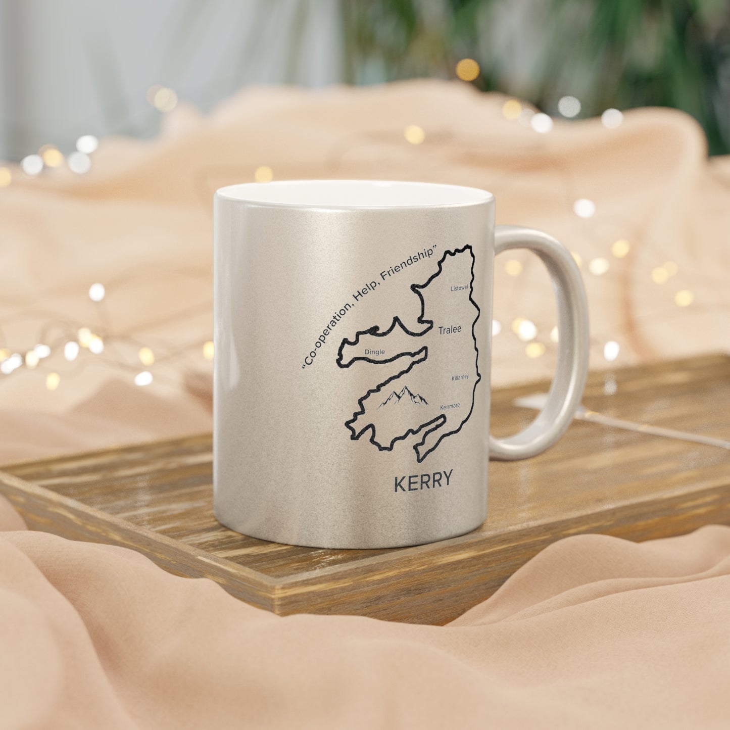 Kerry County Metallic Colour Mug - Silver/Gold - Perfect Gift for Coffee Lovers