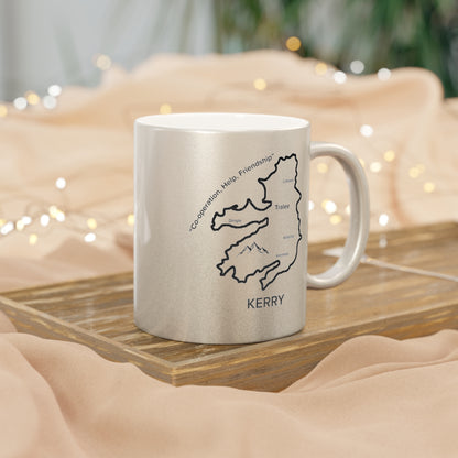 Kerry County Metallic Colour Mug - Silver/Gold - Perfect Gift for Coffee Lovers