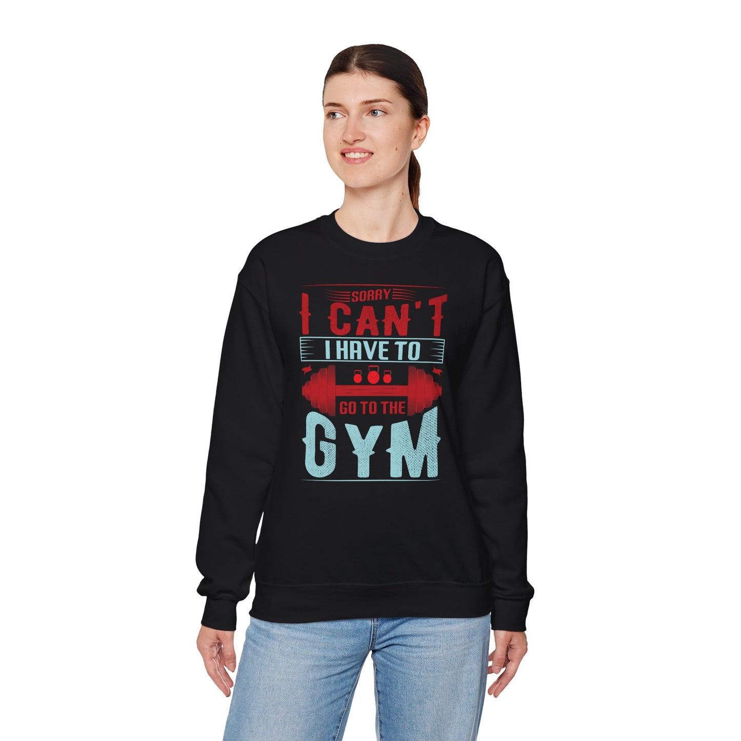 Gym Motivation Unisex Heavy Blend™ Crewneck Sweatshirt - 'Sorry I Can't I Have to Go to the Gym'