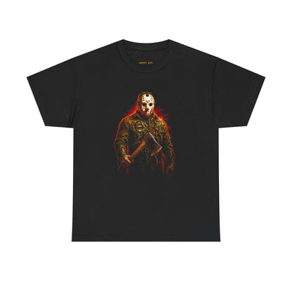 Horror Masked Killer Tee — Retro Jason-Style Slasher Graphic T-Shirt