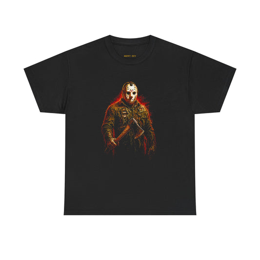 Horror Masked Killer Tee — Retro Jason-Style Slasher Graphic T-Shirt