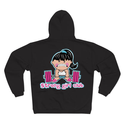 Strong Girl Club Unisex Hooded Zip Sweatshirt - Empowering Workout Hoodie