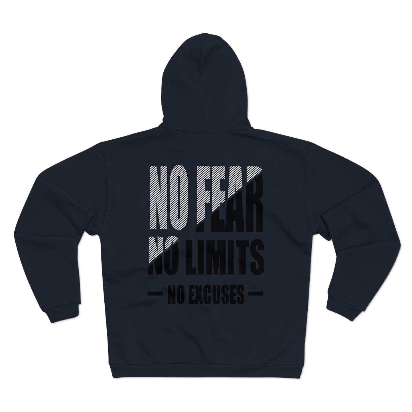 Motivational Zip Hoodie - "No Fear, No Limits, No Excuses"