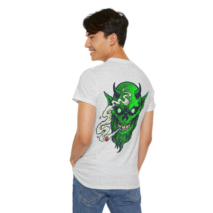 Smoking Green Demon Skull T-Shirt — Creepy Stoner Graphic Tee