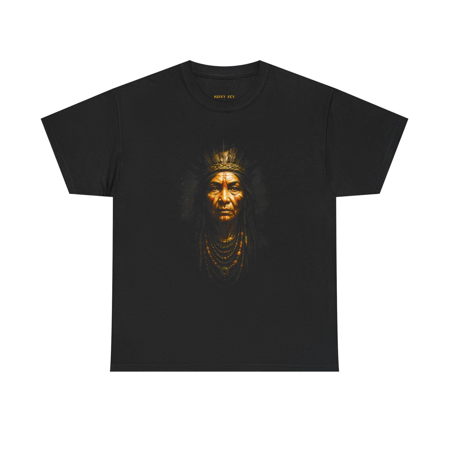Native Warrior Portrait Tee - Vintage Tribal Face Graphic T-Shirt
